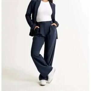 ABERCROMBIE & FITCH Sloane Tailored Wide Leg Pant Navy Blue Sz 34/18 {ZZ51}